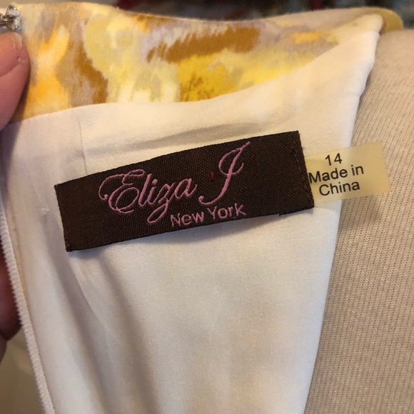 Yellow Eliza J New York Sweet Floral Midi Dress - Picture 6 of 8